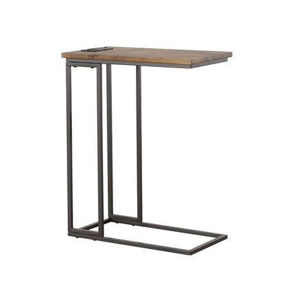 Rudy Snack Table with Power Outlet Gunmetal and Antique Brown 935871