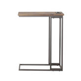 Rudy Snack Table with Power Outlet Gunmetal and Antique Brown 935871