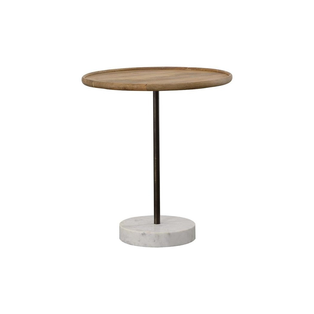 Ginevra Round Wooden Top Accent Table Natural and White 935881