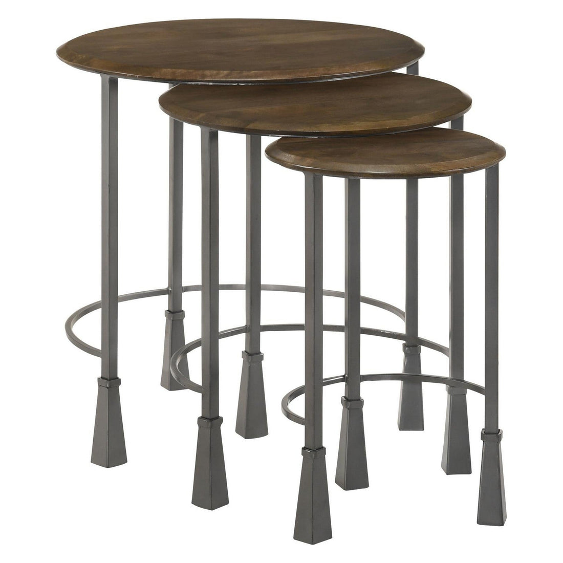 Deja 3-piece Round Nesting Table Natural and Gunmetal 935971