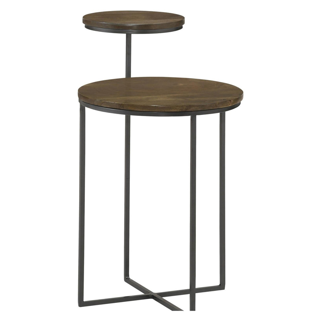 Yael Round Accent Table Natural and Gunmetal 935980