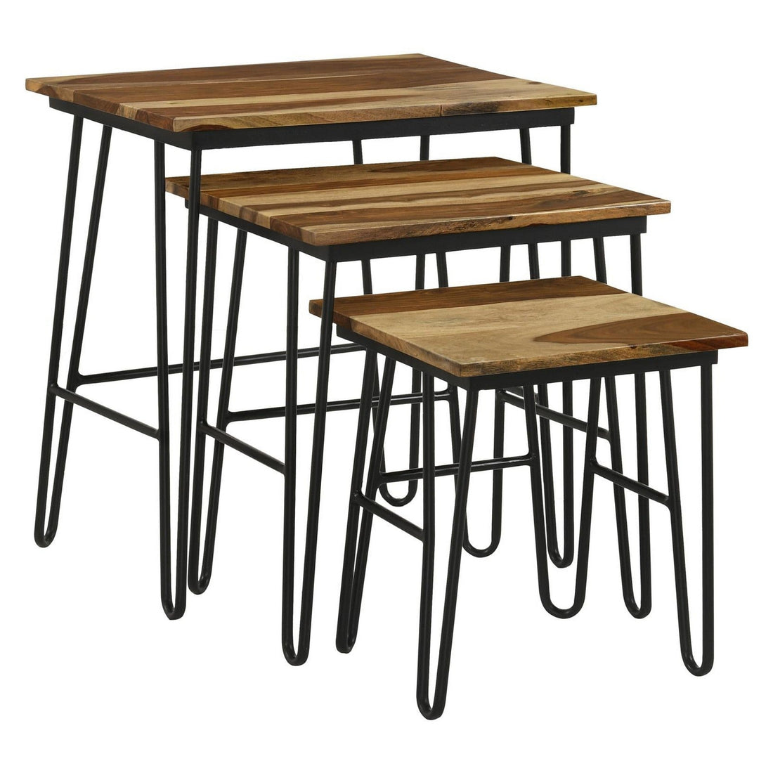 Nayeli 3-piece Nesting Table with Hairpin Legs Natural and Black 935981