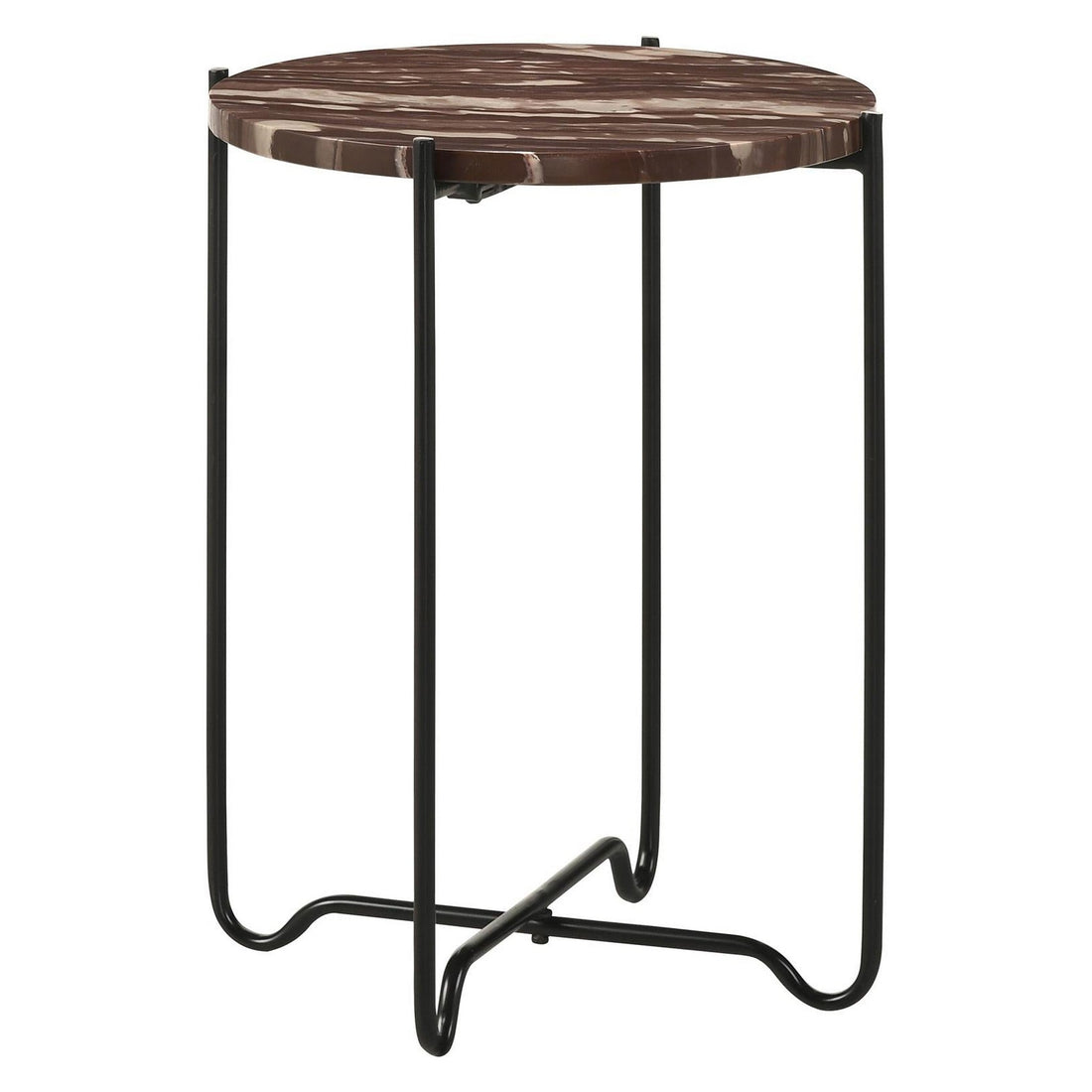 Latifa Round Accent Table with Marble Top Red and Black 936010