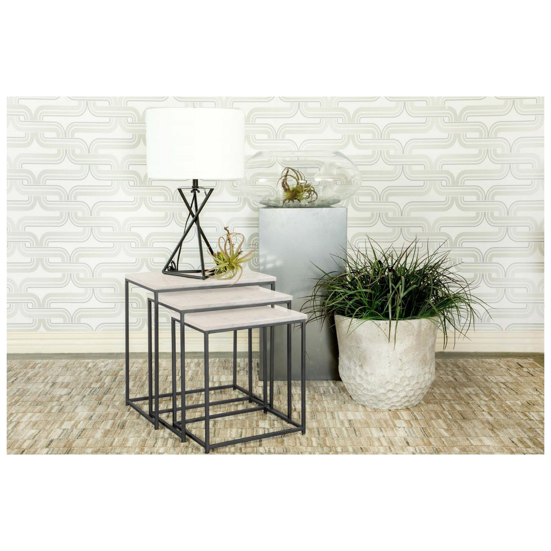 Caine 3-piece Nesting Table with Marble Top 936016