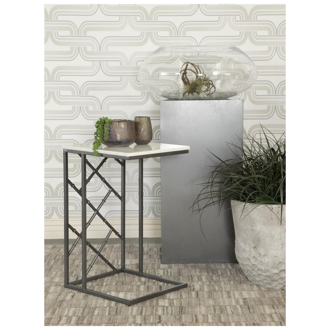 Angeliki Accent Table with Marble Top White 936025