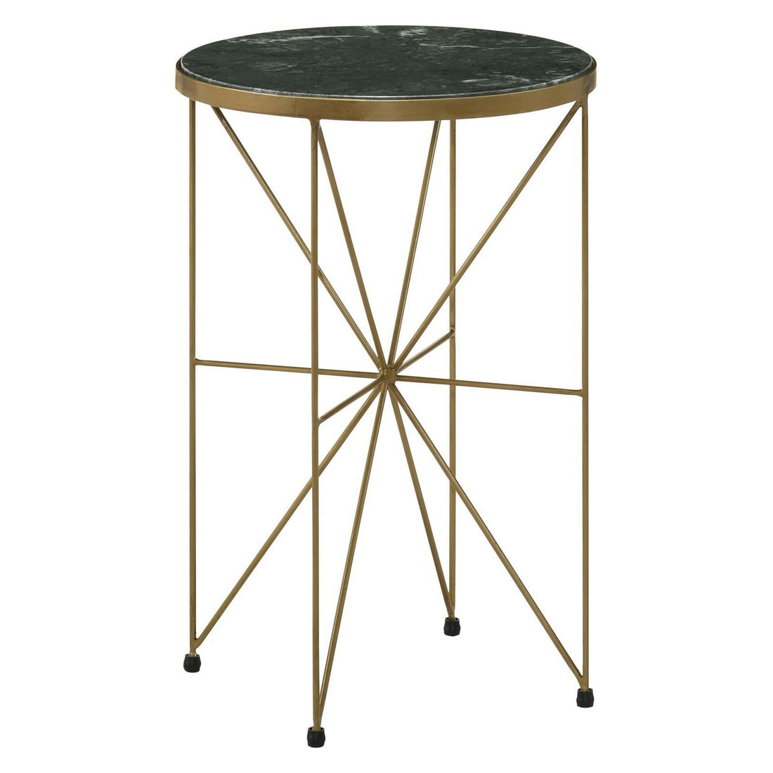 Eliska Round Accent Table with Marble Top Green and Antique Gold 936061