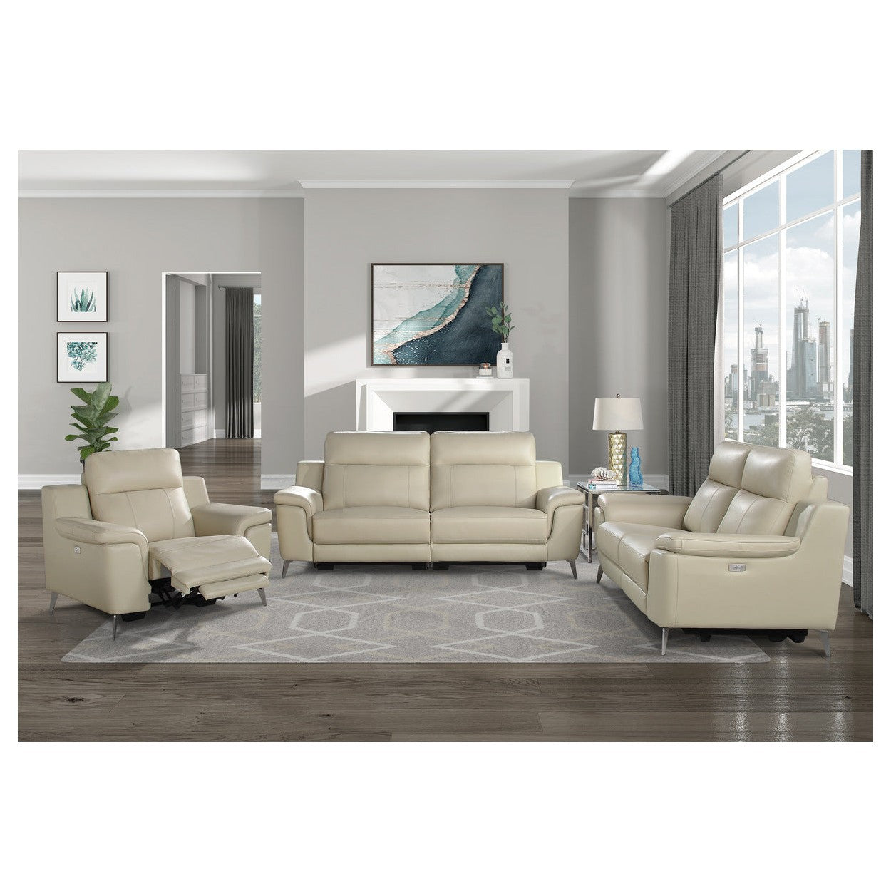 (2)Power Reclining Sofa 9360BEG-3PW*