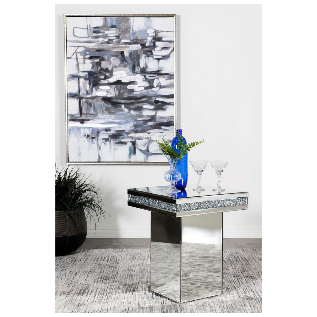 Elora Pedestal Square Top Accent Table Mirror 936137