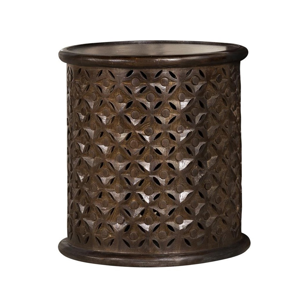 Krish 18-inch Round Accent Table Dark Brown 936143