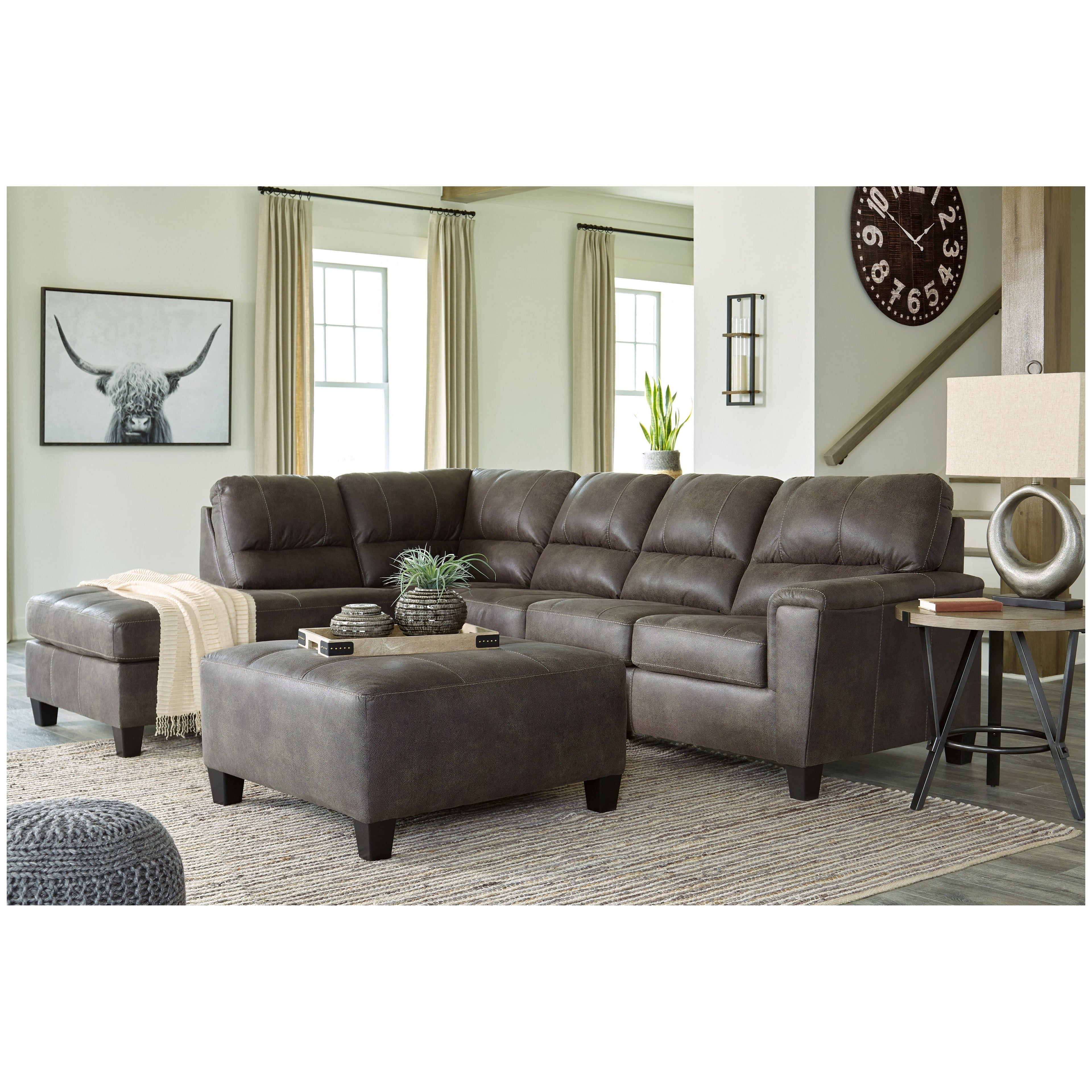 Navi 2-Piece Sectional with Ottoman Ash-94002U2