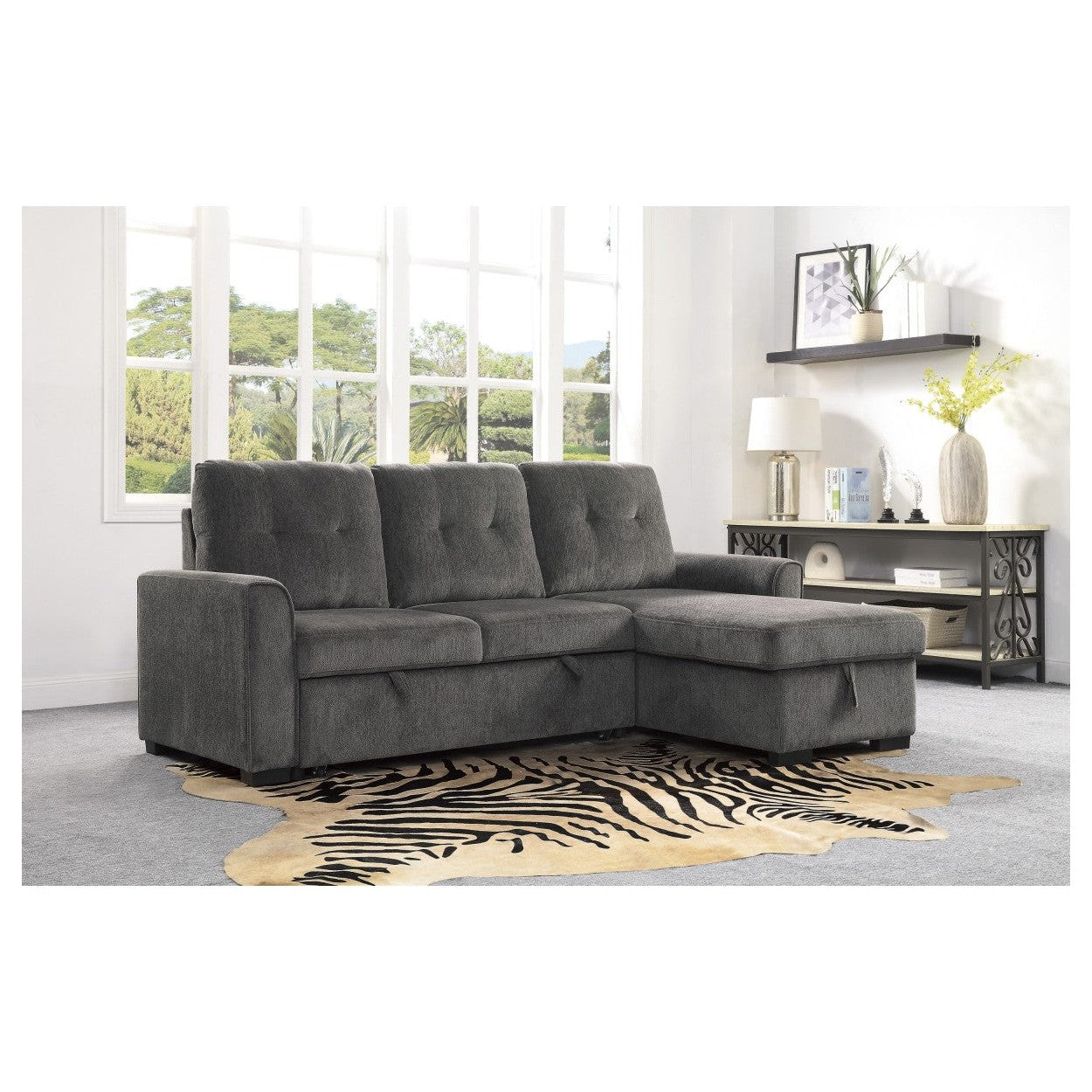 (2)2-Piece Reversible Sectional with Storage 9402DGY*SC