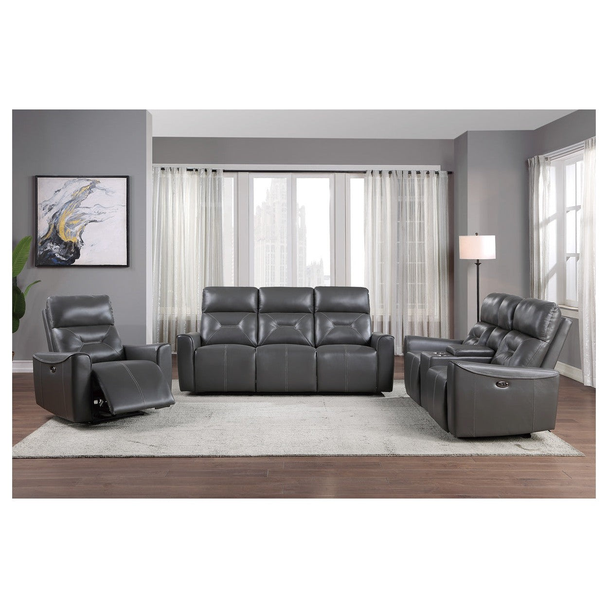 2pc Set: Sofa, Love 9446GY*2PW