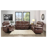 Power Double Reclining Love Seat with Center Console 9488BR-2PW