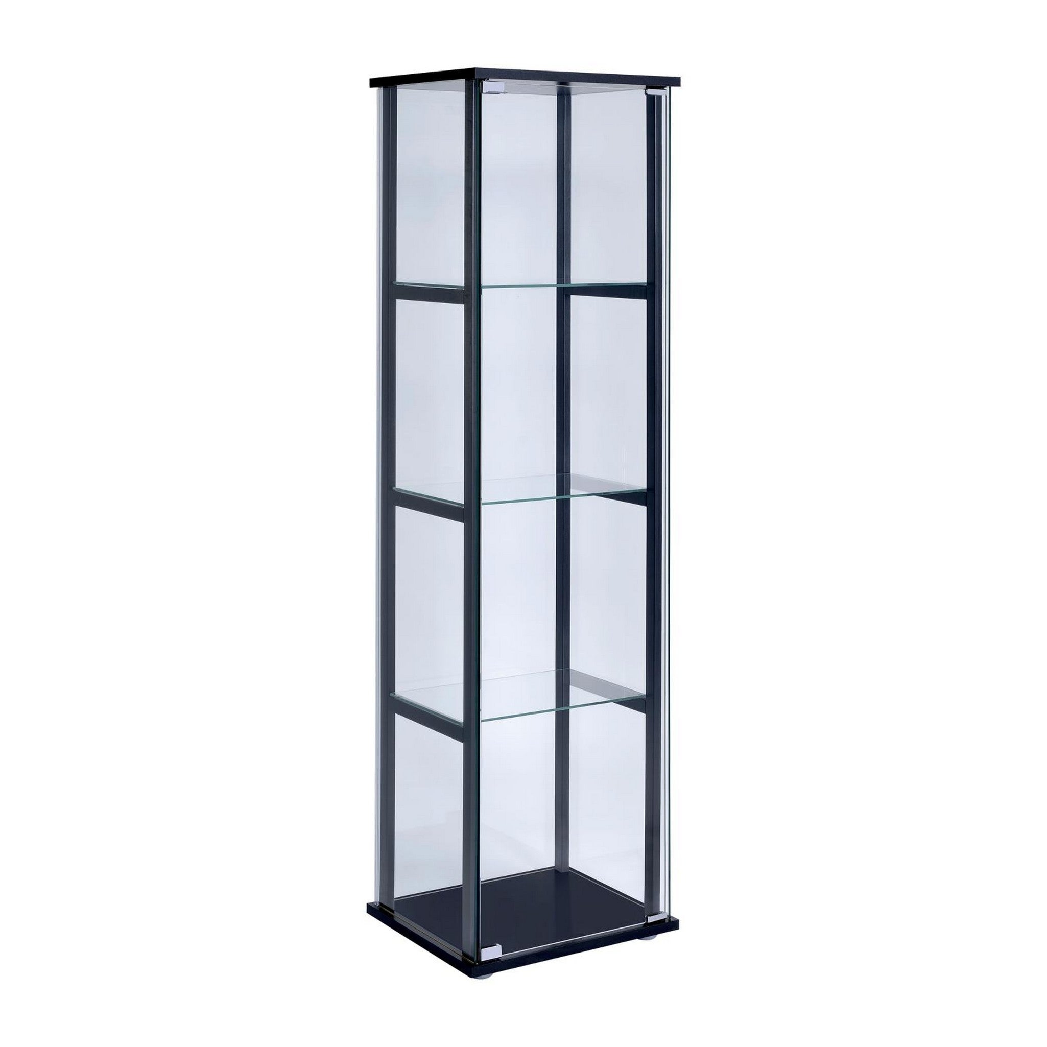 Cyclamen 4-shelf Glass Curio Cabinet Black and Clear 950171