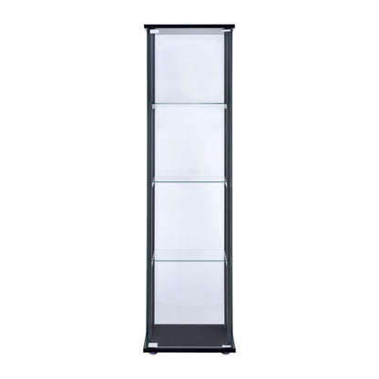 Cyclamen 4-shelf Glass Curio Cabinet Black and Clear 950171