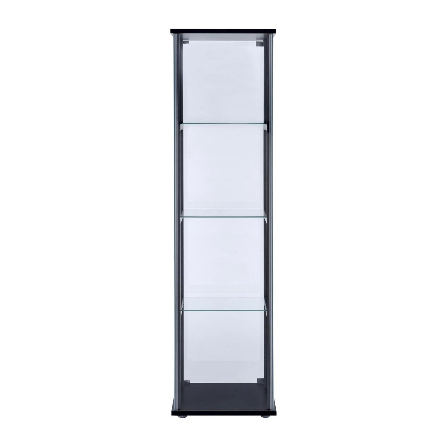 Cyclamen 4-shelf Glass Curio Cabinet Black and Clear 950171