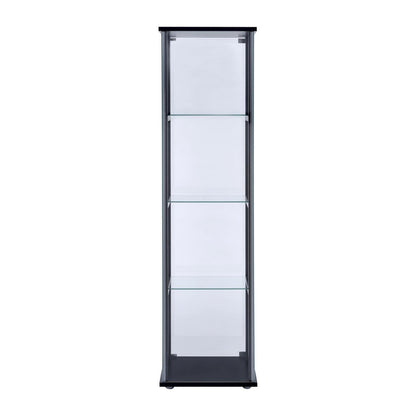 Cyclamen 4-shelf Glass Curio Cabinet Black and Clear 950171