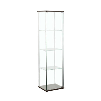 Bellatrix Rectangular 4-shelf Curio Cabinet Cappuccino and Clear 950172