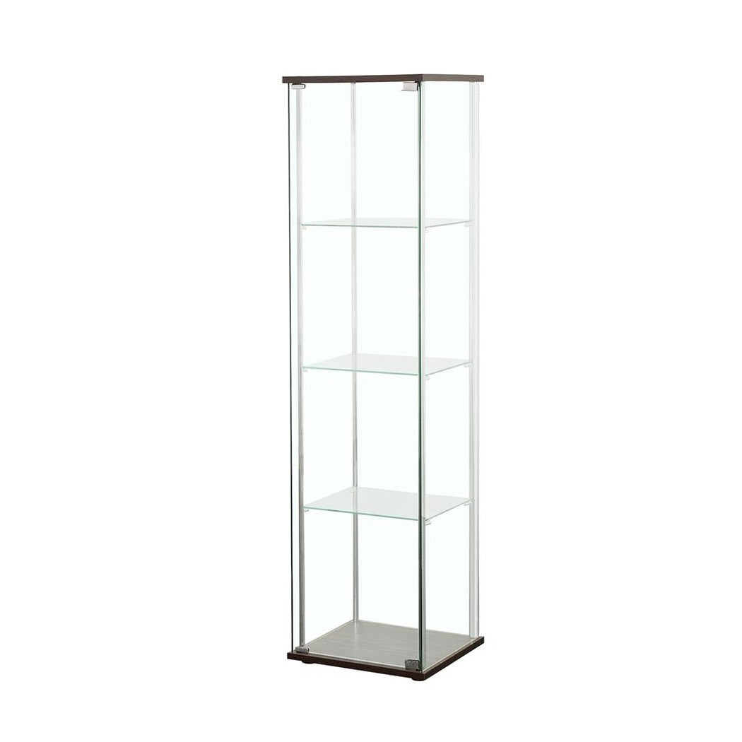 Bellatrix Rectangular 4-shelf Curio Cabinet Cappuccino and Clear 950172