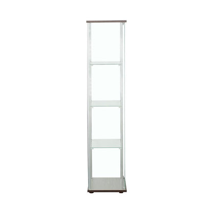 Bellatrix Rectangular 4-shelf Curio Cabinet Cappuccino and Clear 950172