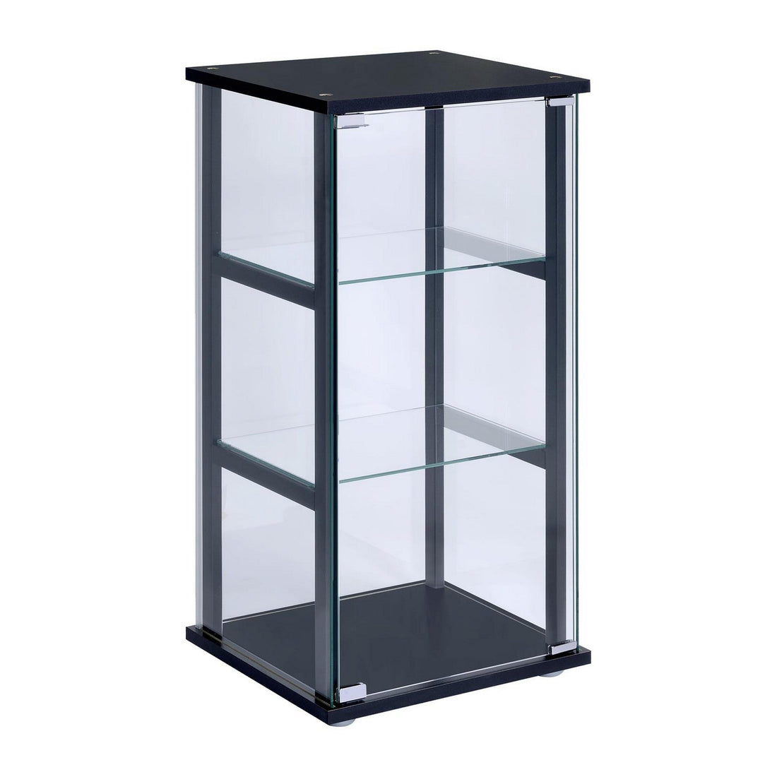 Cyclamen 3-shelf Glass Curio Cabinet Black and Clear 950179