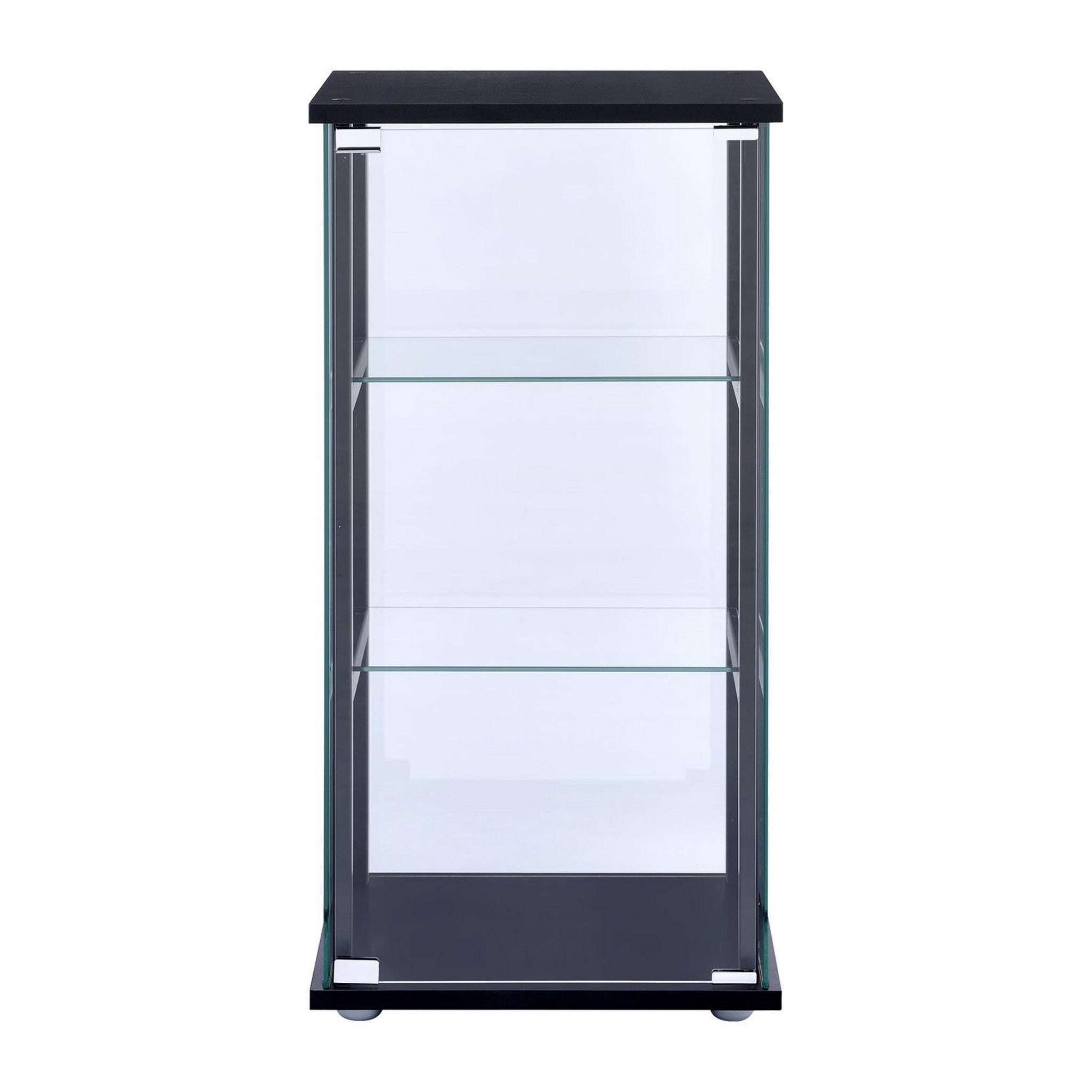 Cyclamen 3-shelf Glass Curio Cabinet Black and Clear 950179