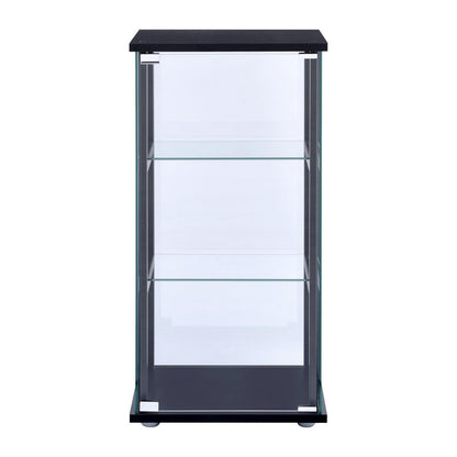 Cyclamen 3-shelf Glass Curio Cabinet Black and Clear 950179