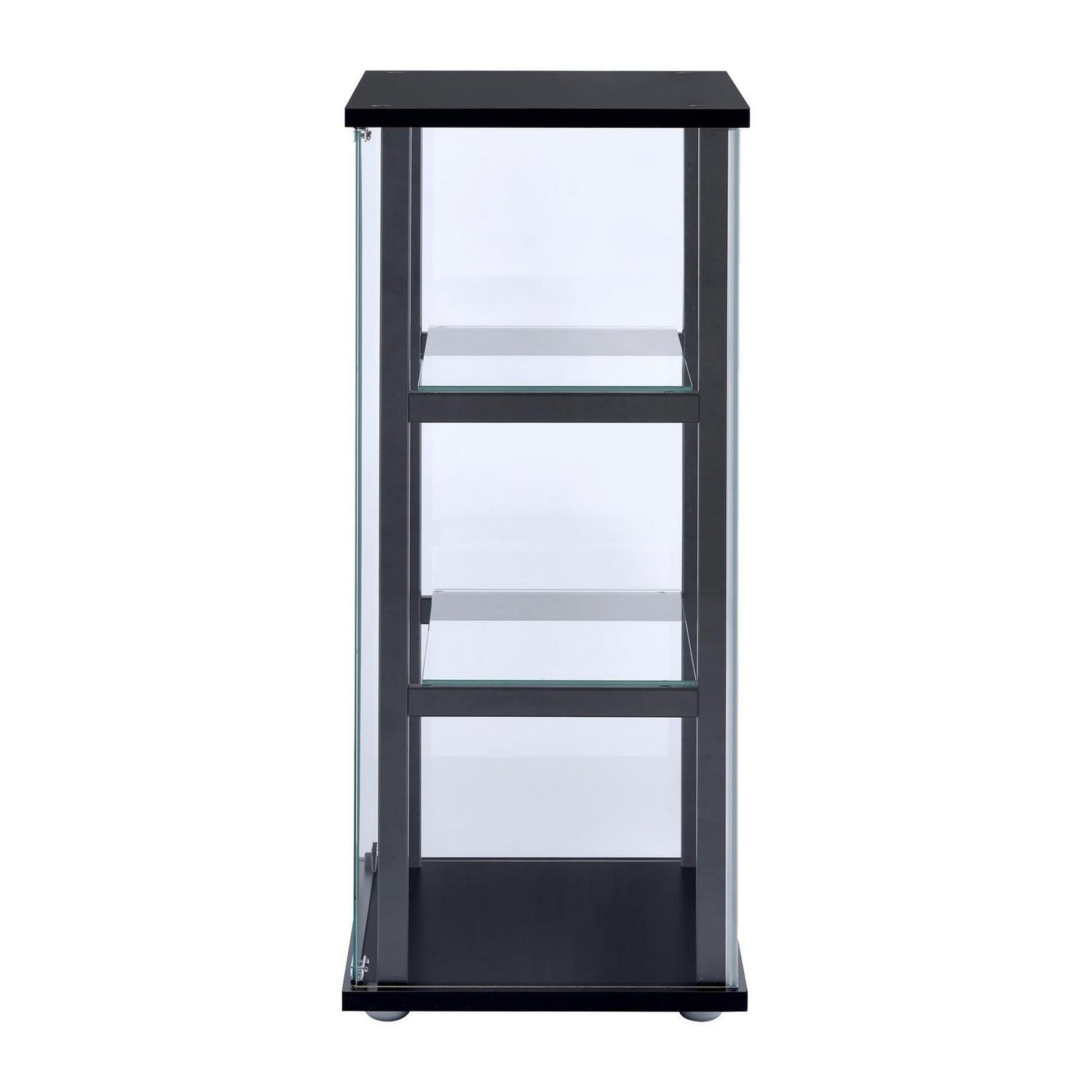 Cyclamen 3-shelf Glass Curio Cabinet Black and Clear 950179