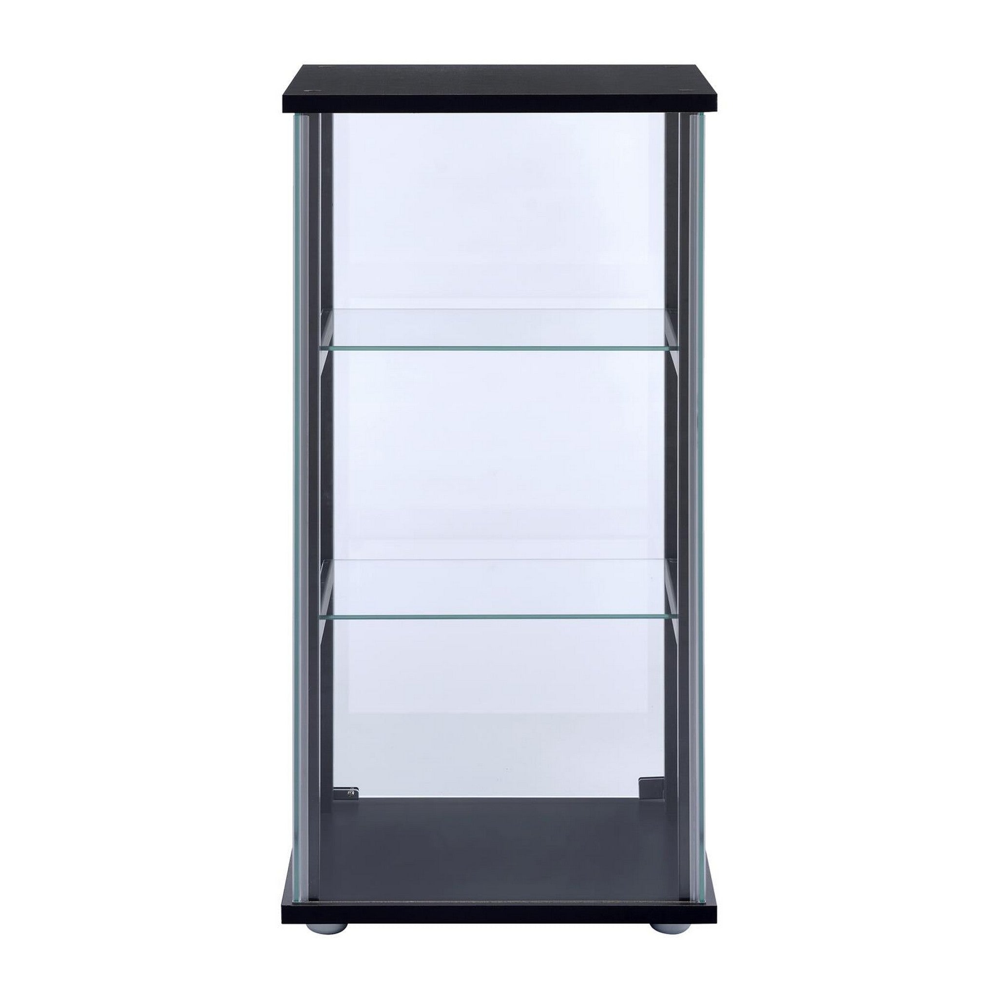 Cyclamen 3-shelf Glass Curio Cabinet Black and Clear 950179