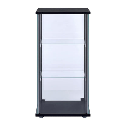 Cyclamen 3-shelf Glass Curio Cabinet Black and Clear 950179