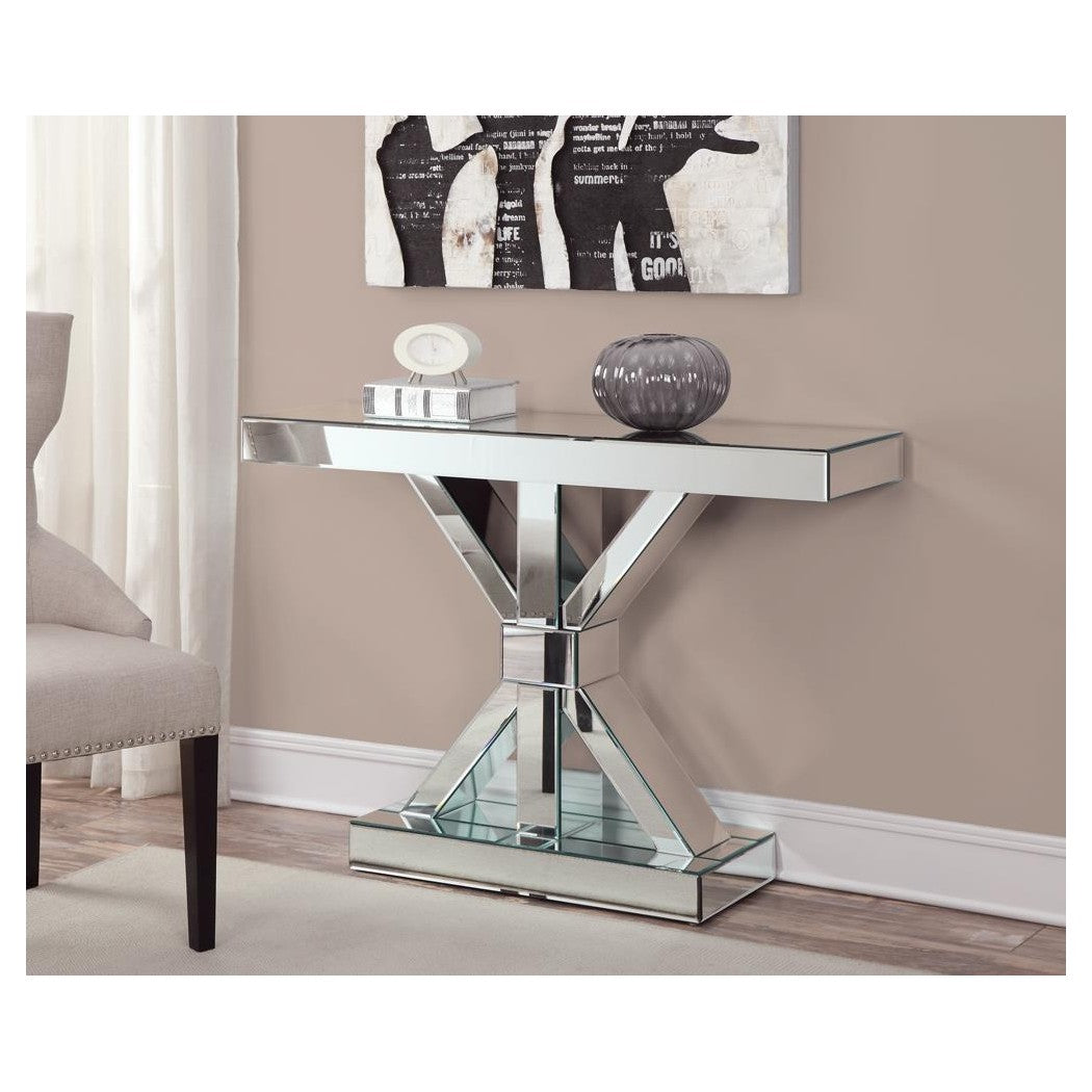 Lurlynn X-shaped Base Console Table Clear Mirror 950191