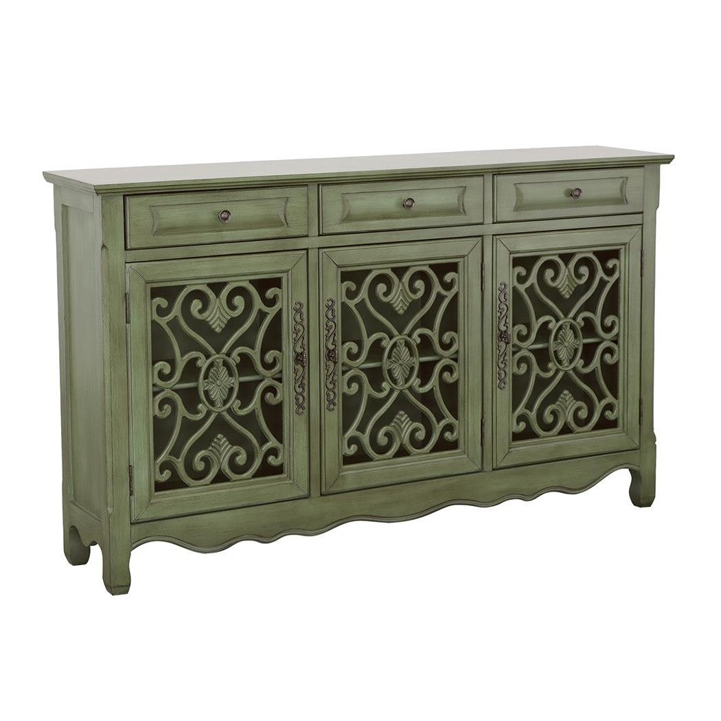 Deserie 3-door Accent Cabinet Antique Green 950357