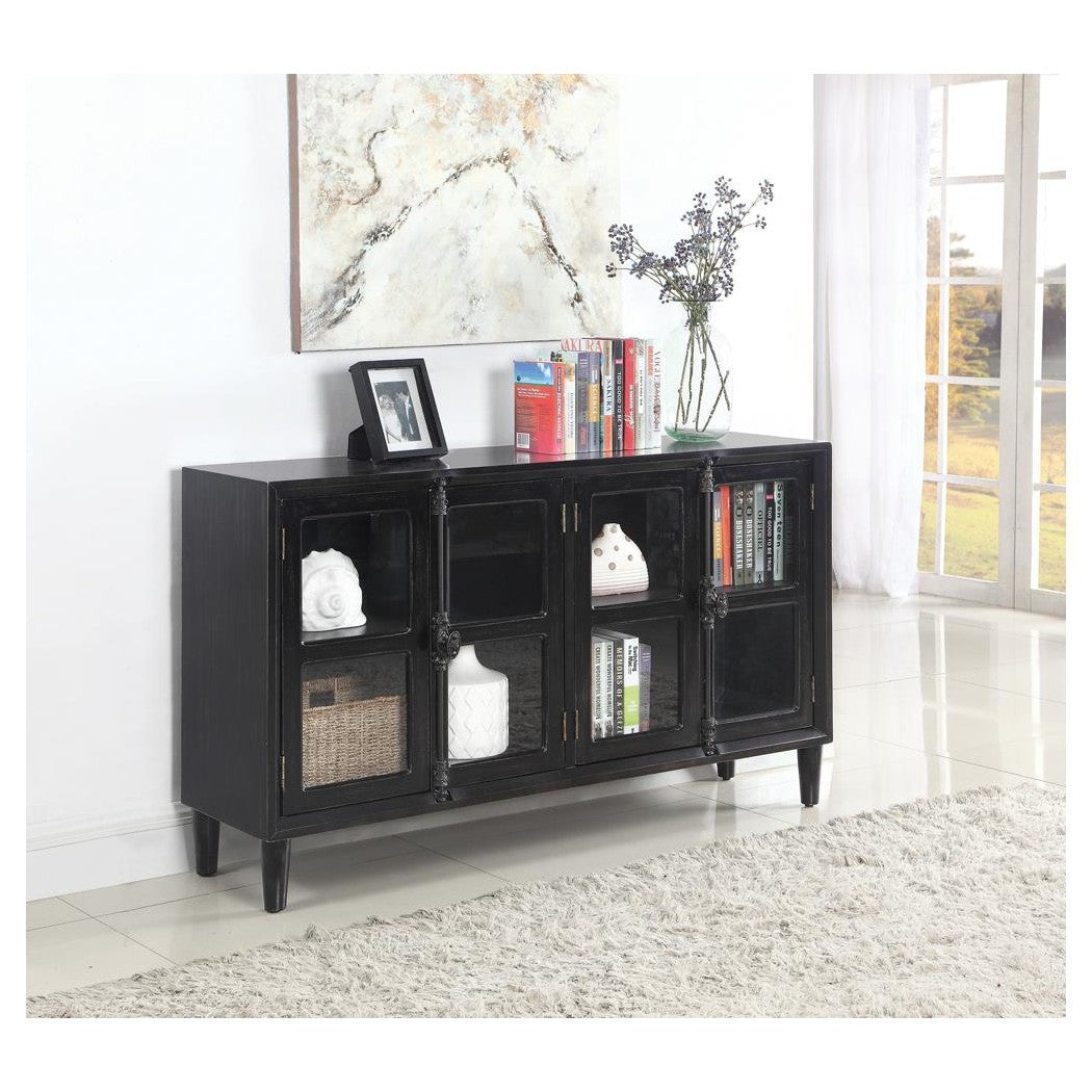 Mapleton 4-door Accent Cabinet Black 950780