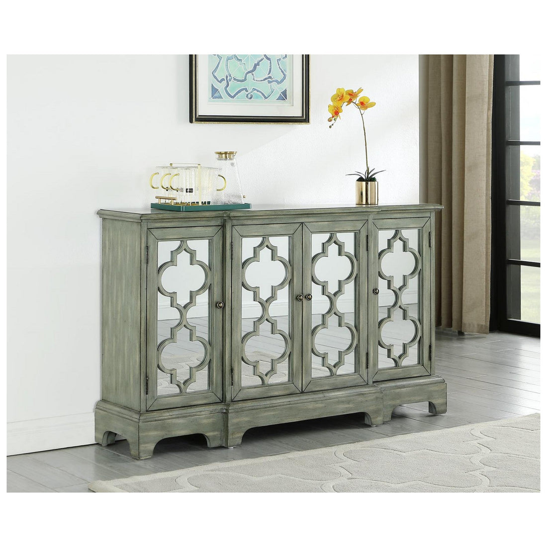 Erigeron 4-door Accent Cabinet Grey 950822