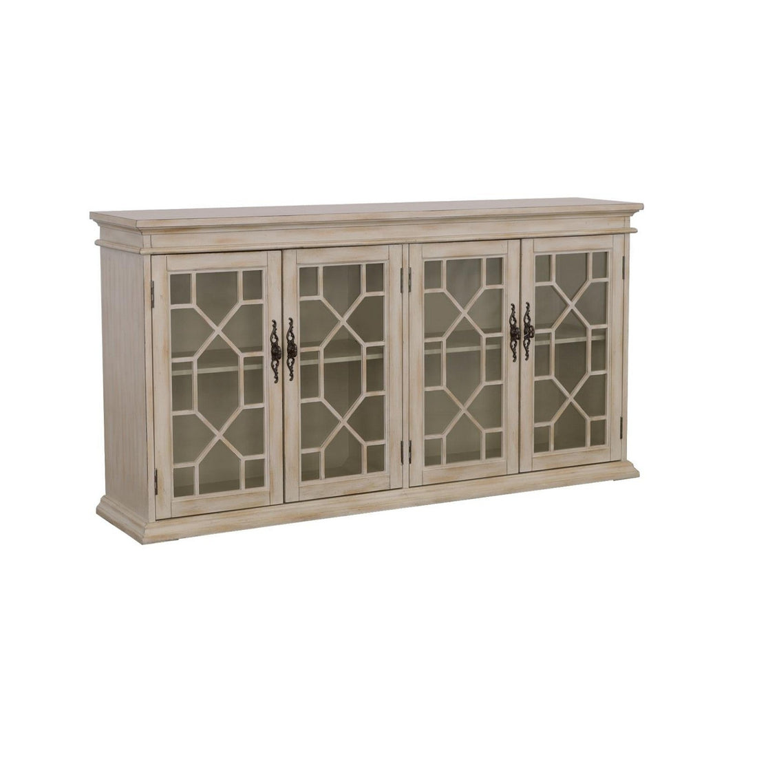 Kiara Glass Door Accent Cabinet Light Honey 950858