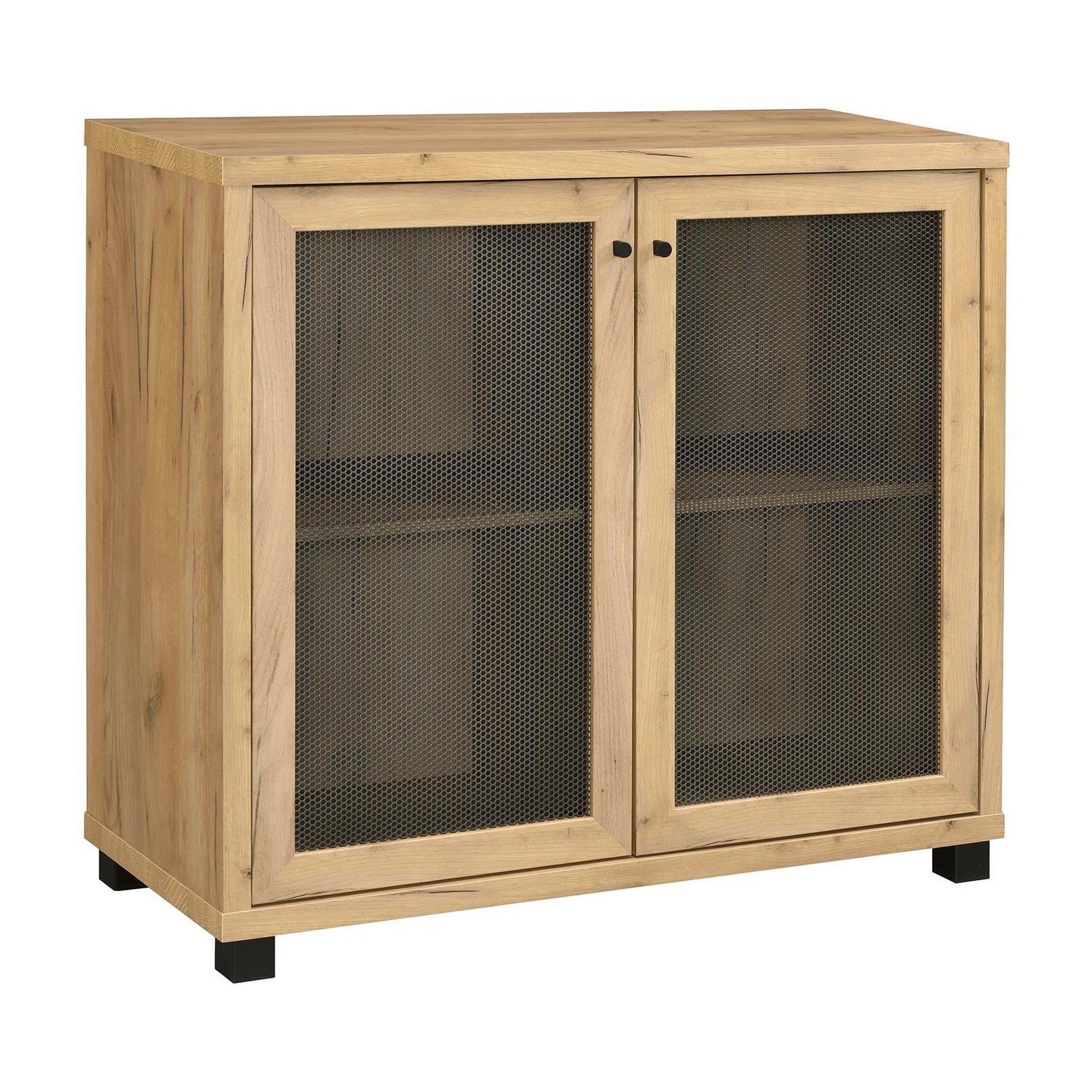 McHale Accent Cabinet with Two Mesh Doors Golden Oak 951056