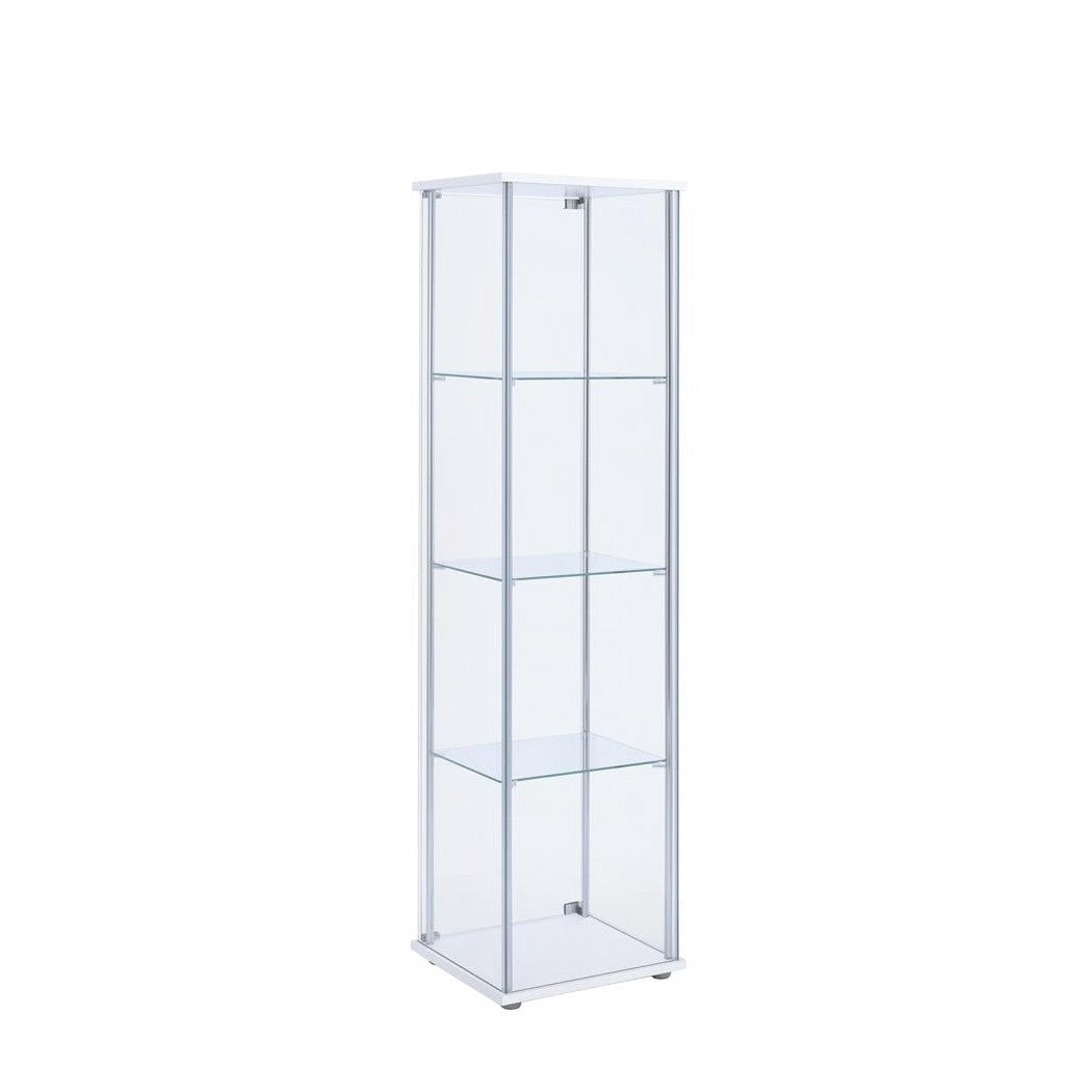 Bellatrix Rectangular 4-shelf Curio Cabinet White and Clear 951072