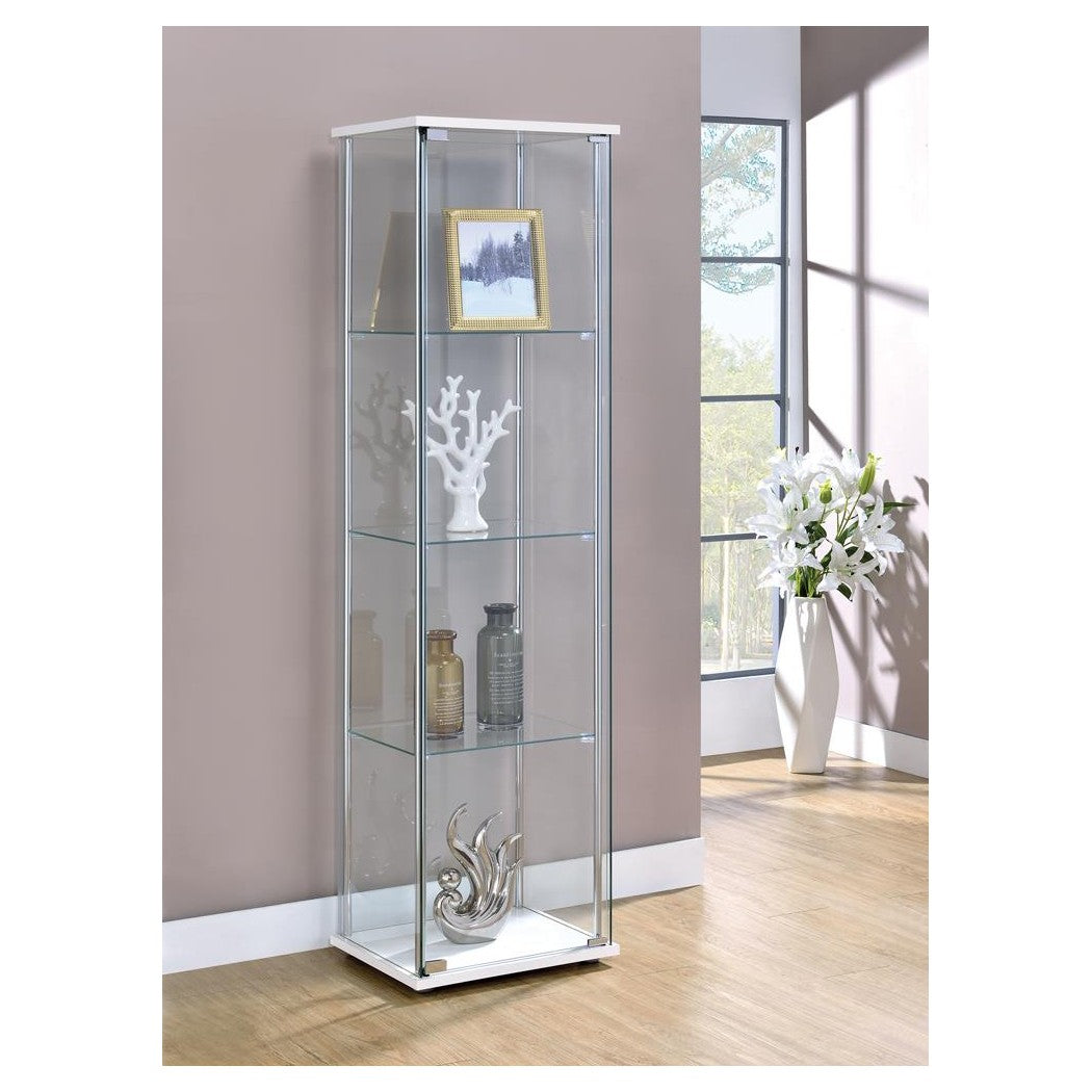 Bellatrix Rectangular 4-shelf Curio Cabinet White and Clear 951072