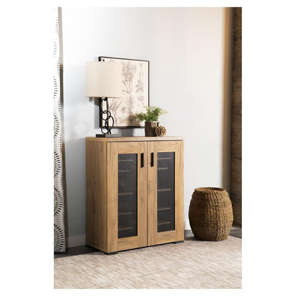 Bristol Metal Mesh Door Accent Cabinet Golden Oak 951107