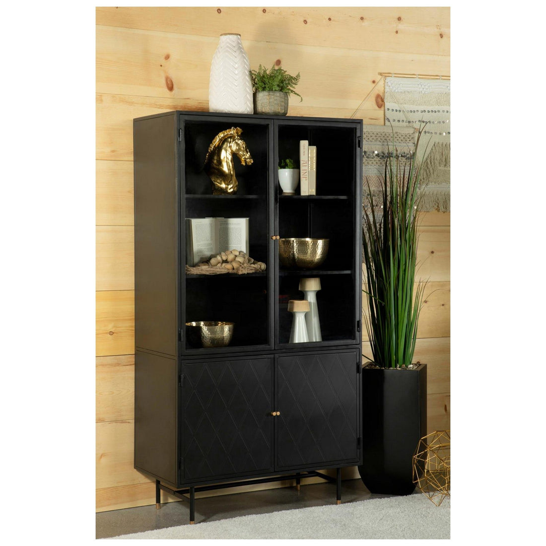 Santiago Rectangular 4-door Cabinet Matte Black 951134