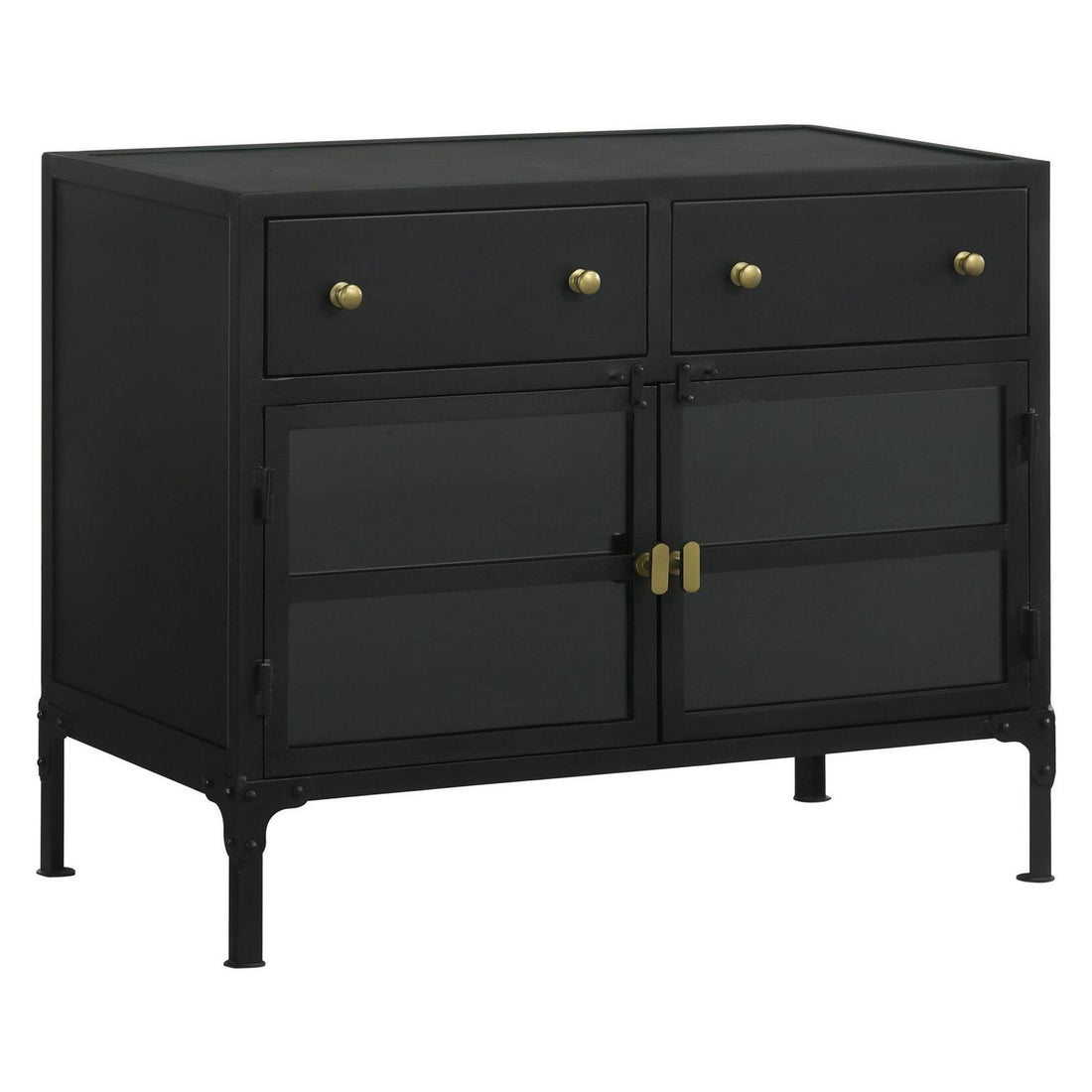 Sadler 2-drawer Accent Cabinet with Glass Doors Black 951761