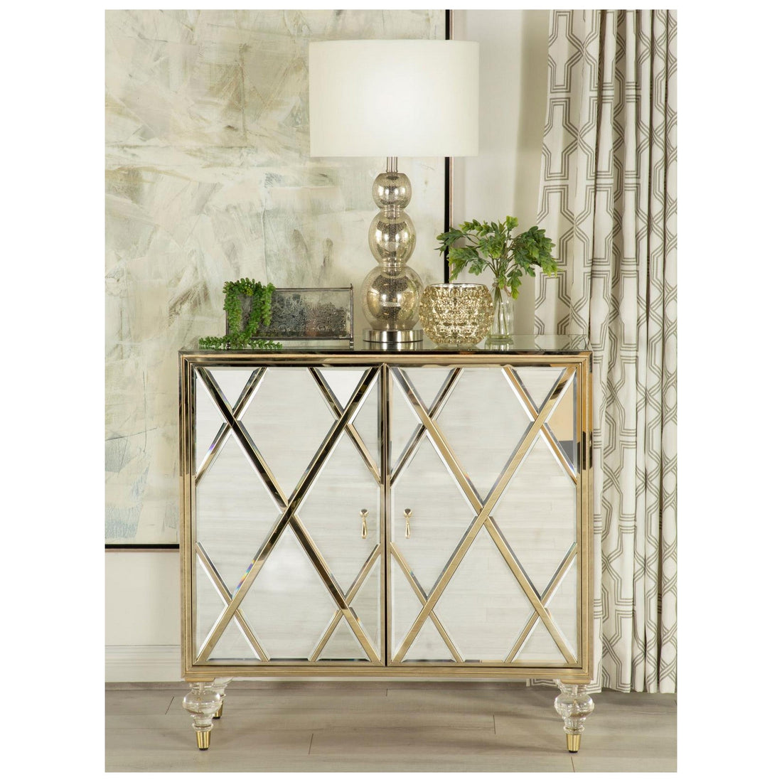 Astilbe 2-door Accent Cabinet Mirror and Champagne 951851