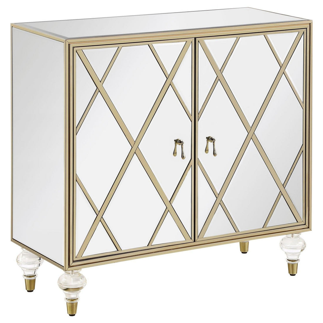 Astilbe 2-door Accent Cabinet Mirror and Champagne 951851