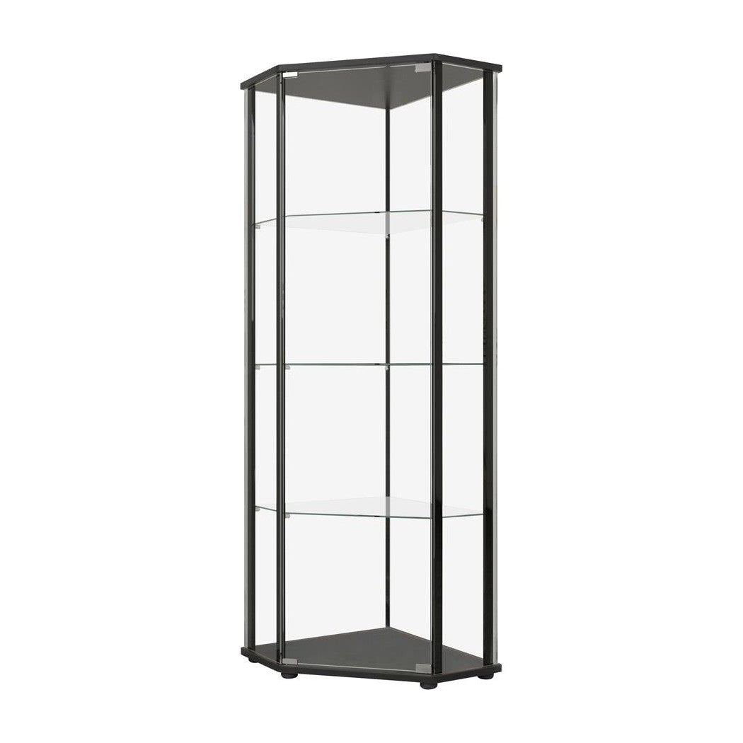 Zenobia Glass Shelf Curio Cabinet Clear and Black 953234