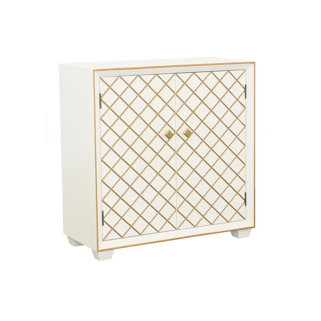 Belinda 2-door Accent Cabinet White and Gold 953286