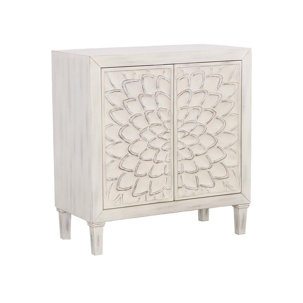 Clarkia Accent Cabinet with Floral Carved Door White 953347