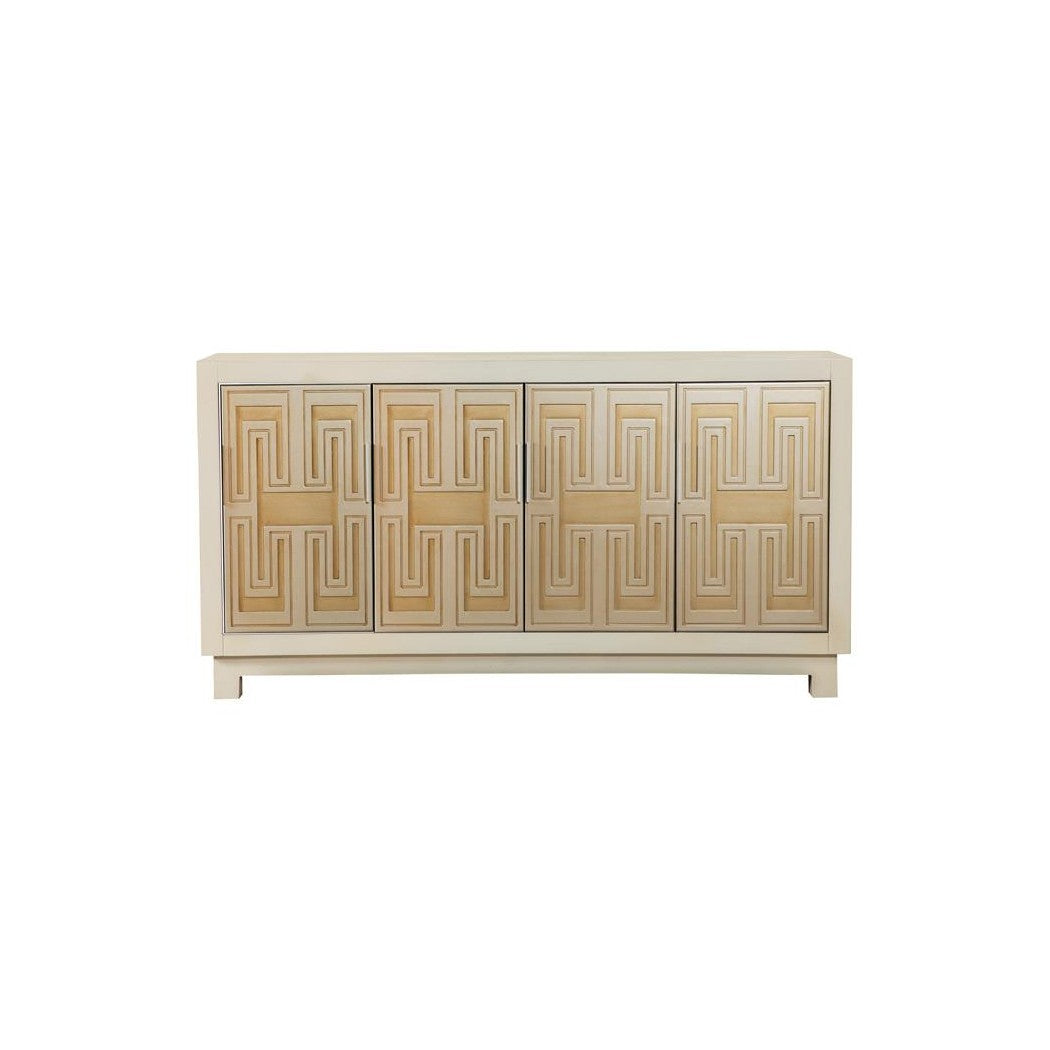 Voula Rectangular 4-door Accent Cabinet White and Gold 953416