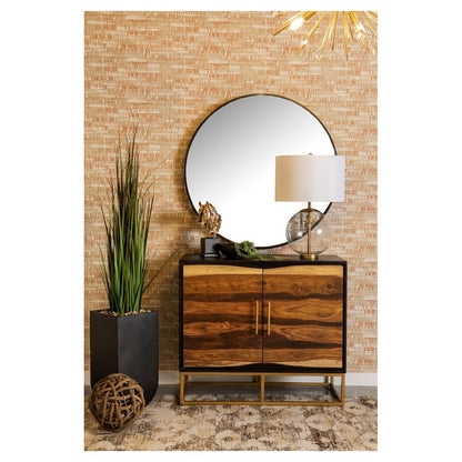 Zara 2-door Accent Cabinet Black Walnut and Gold 953447