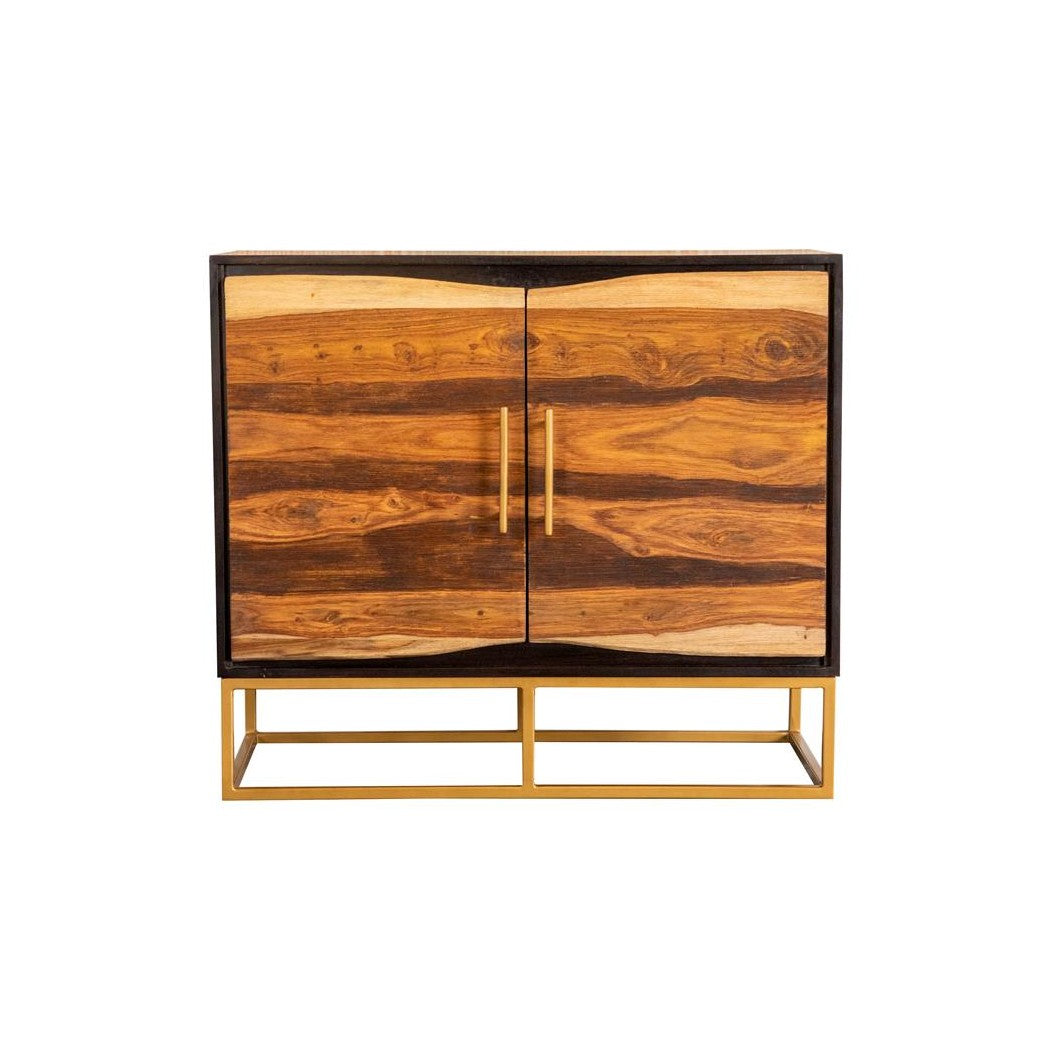 Zara 2-door Accent Cabinet Black Walnut and Gold 953447