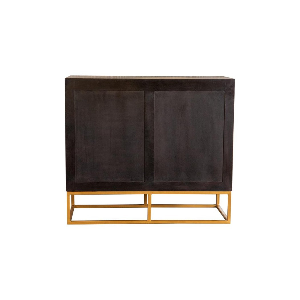 Zara 2-door Accent Cabinet Black Walnut and Gold 953447